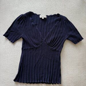Sezane V-Neck Sweater Top Navy Blue Size Small